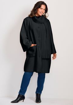 Detachable Fringe Scarf Coat