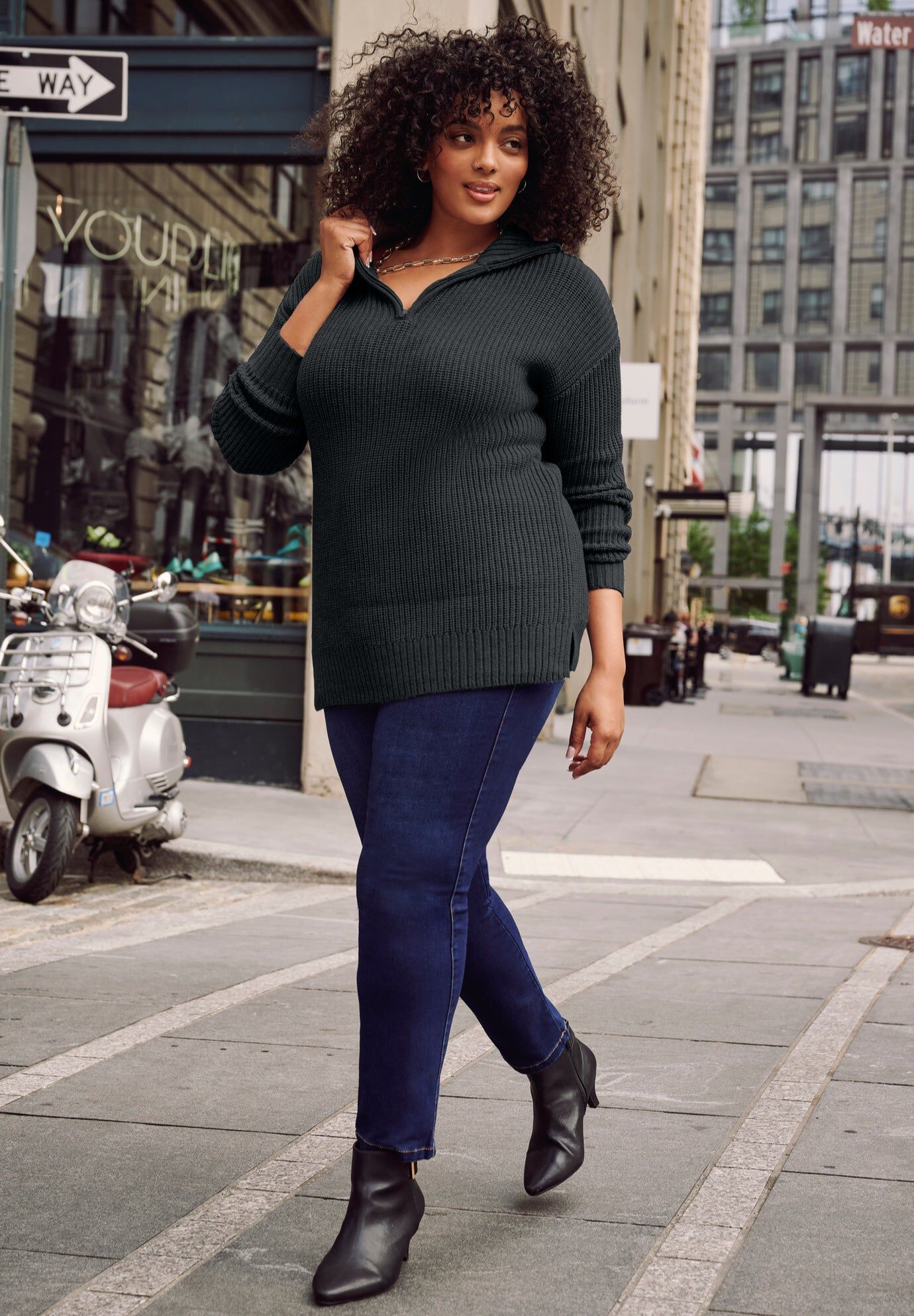 Half-Zip Pullover Sweater, BLACK, hi-res image number 0