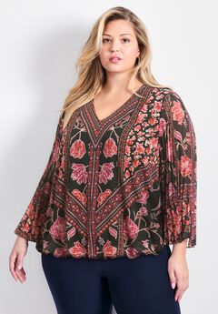 Harmony Pleat Slv Prt Top