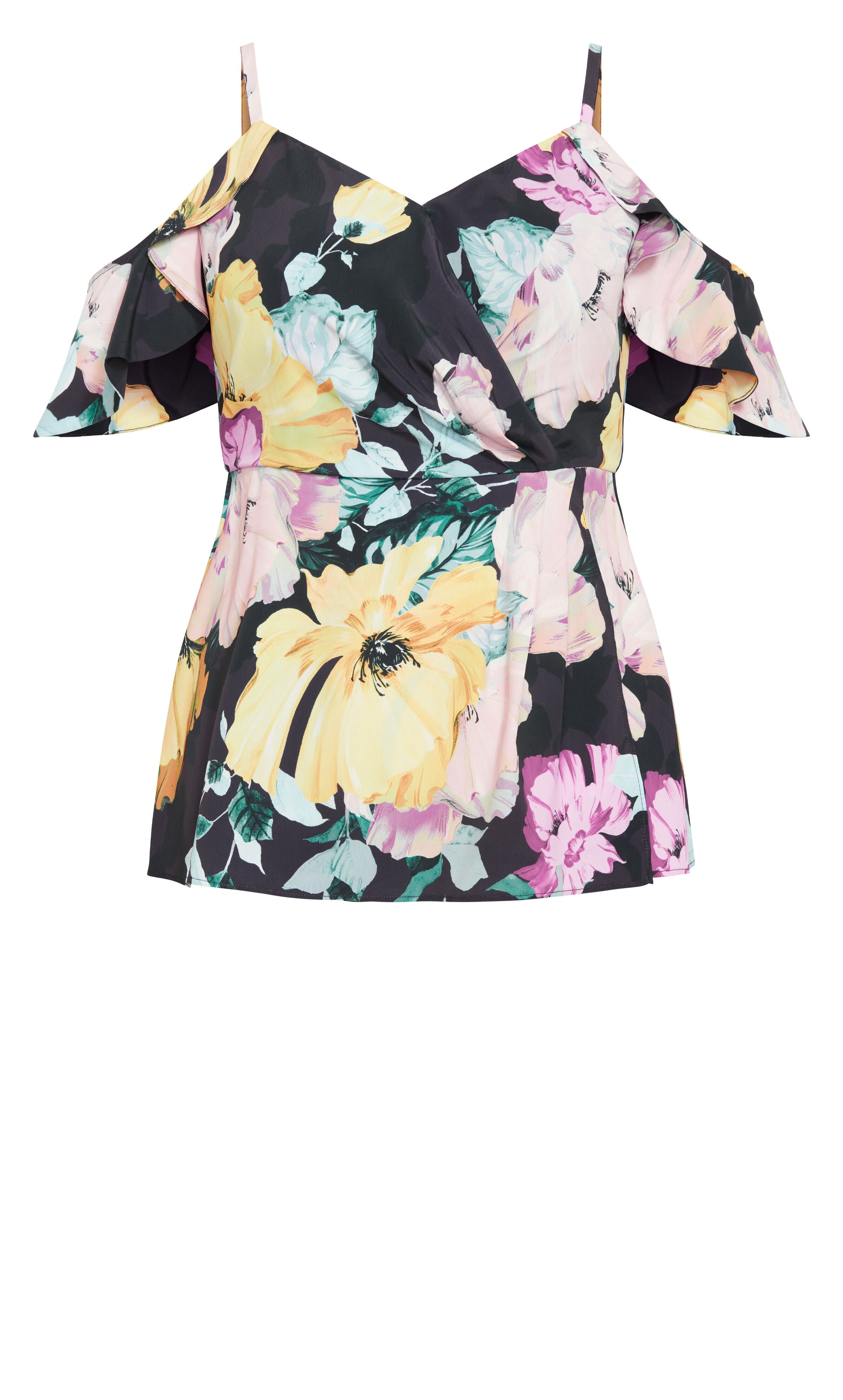 Kallie Print Top - black, BLACK, alternate image number 4