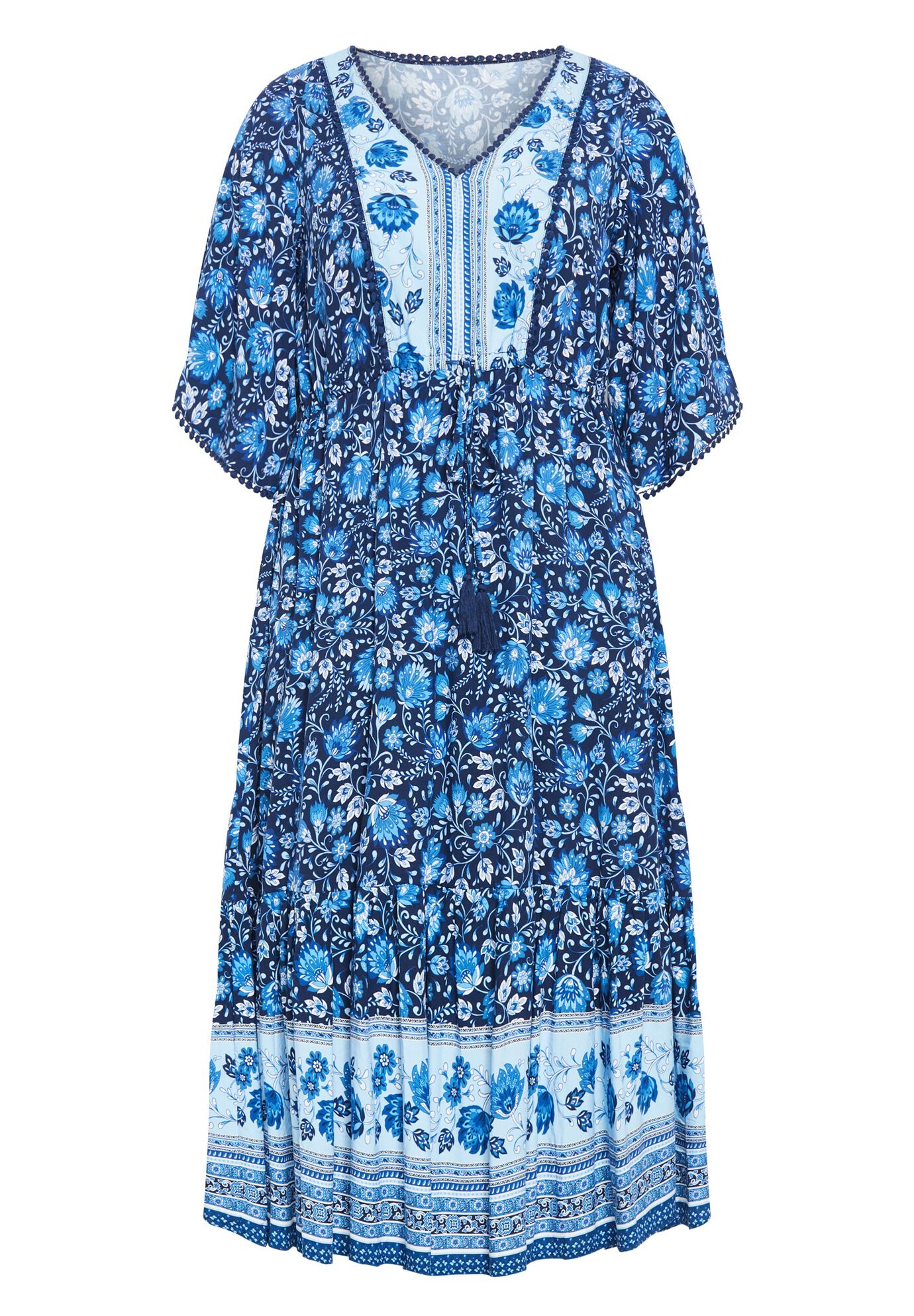 Utopia Border Print Dress, BLUEBELL BORDER, alternate image number 2