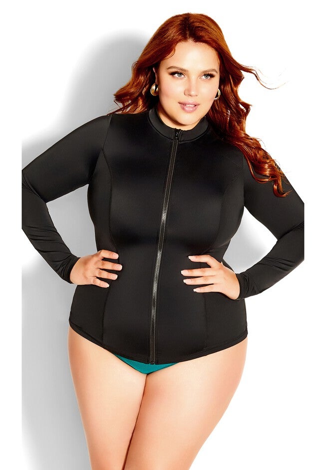 Cancun Long Sleeve Sun Top - black, BLACK, hi-res image number null