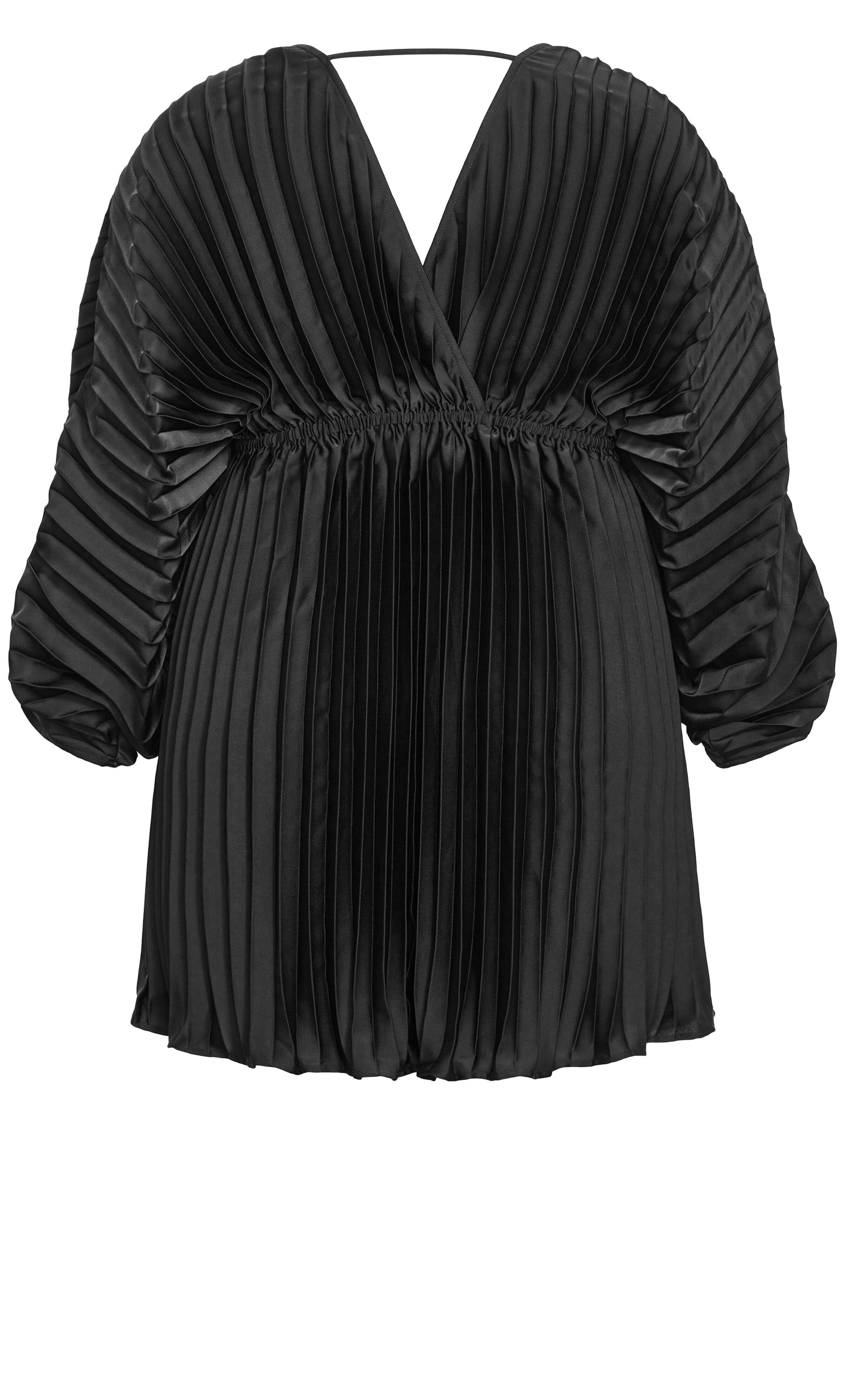 Chloe Accordion Sleeve Pleat Dress - black, BLACK, alternate image number 5