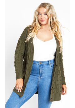 Cara Cable Knit V Neck Cardigan