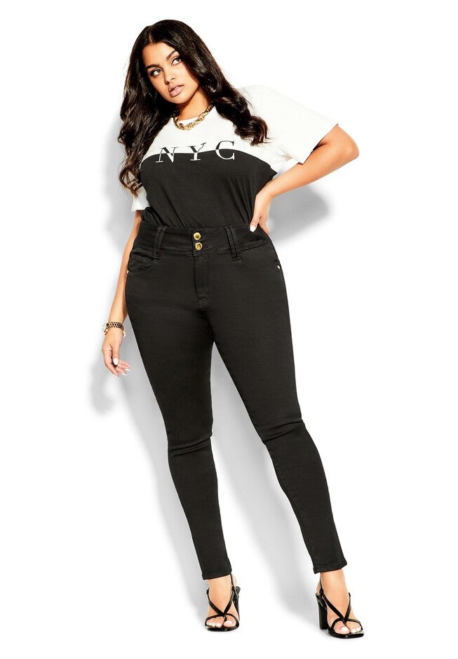 Asha Short High Rise Skinny Jean - black, BLACK, on-hover image number null