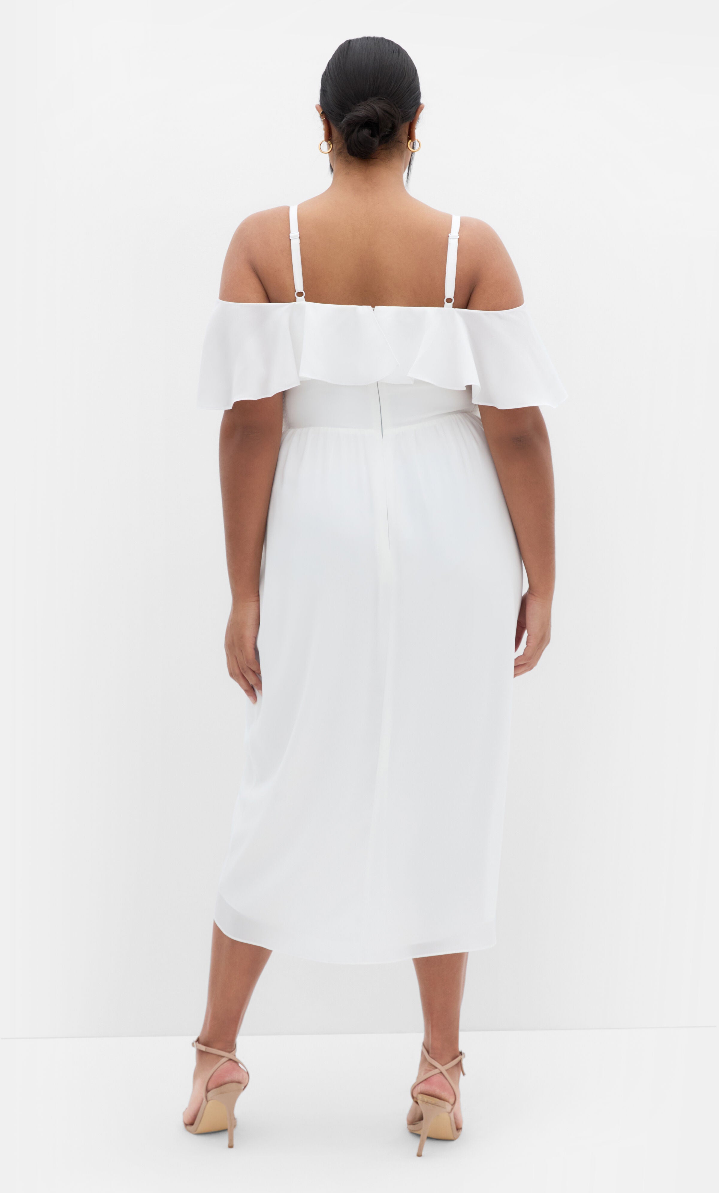 Flirtation Drape Midi Dress - ivory, WHITE, alternate image number 1