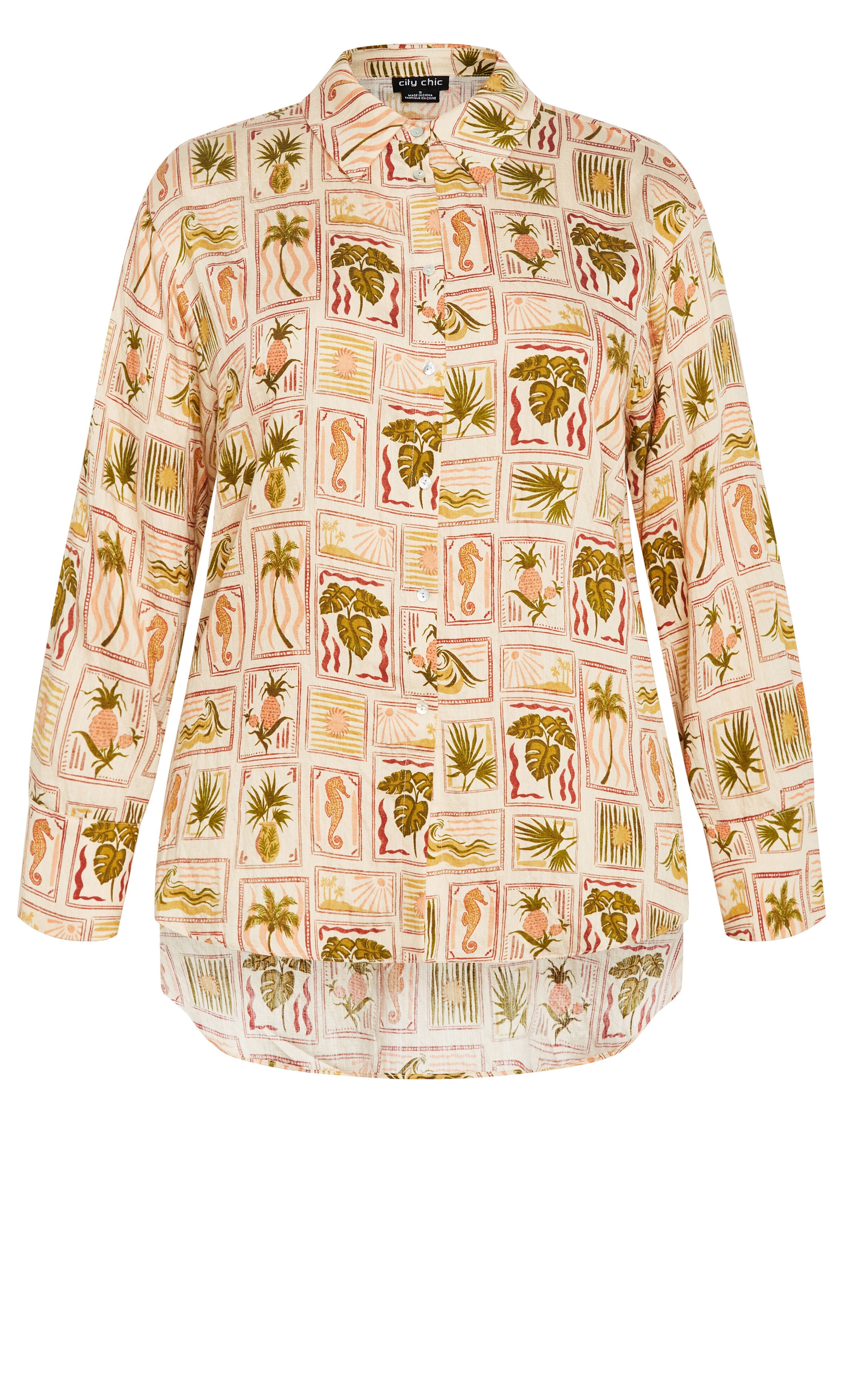 Bella Print Shirt - print, PINK, alternate image number 4