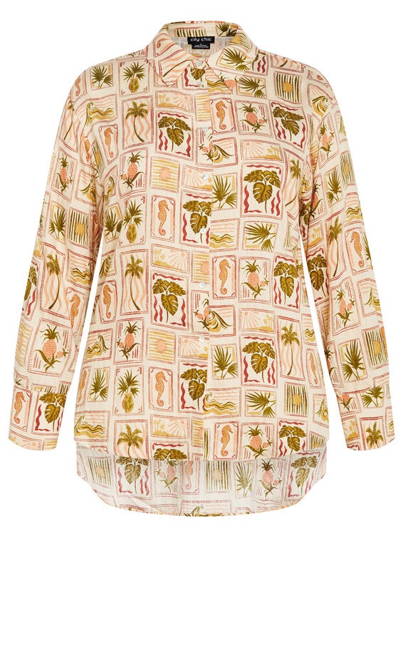 Bella Print Shirt - print, PINK, alternate image number 4