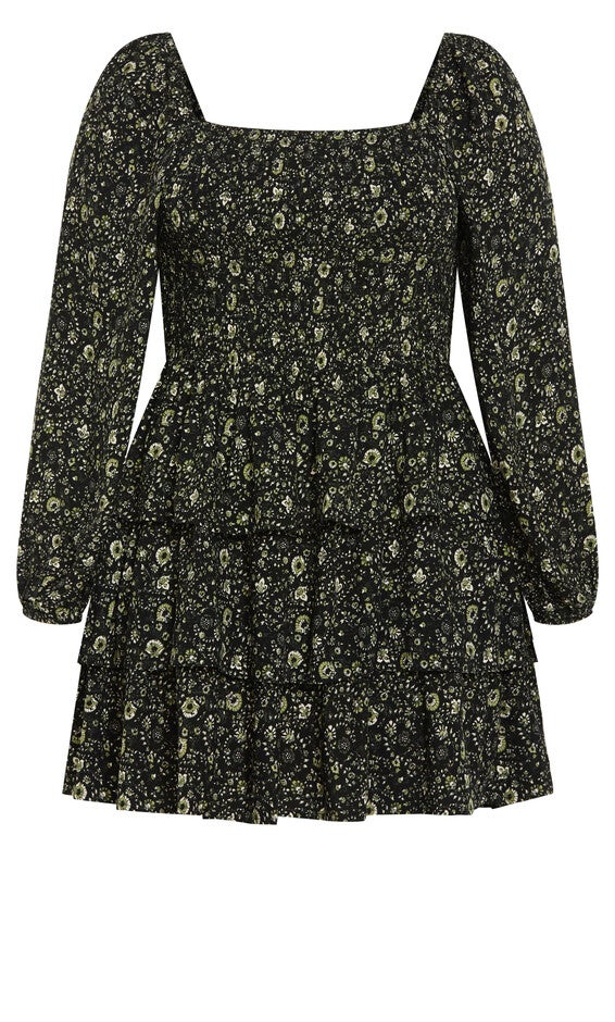Dahlia Print Mini Dress - olive ditsy, GREEN, alternate image number 5