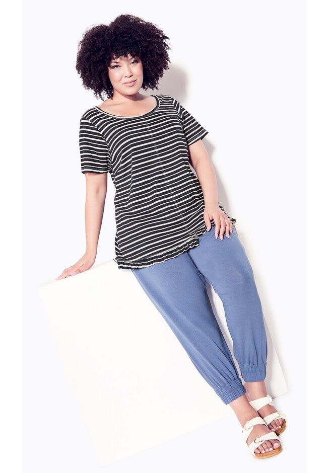 Mae Ruffle Stripe Top, STRIPE NAVY, alternate image number null