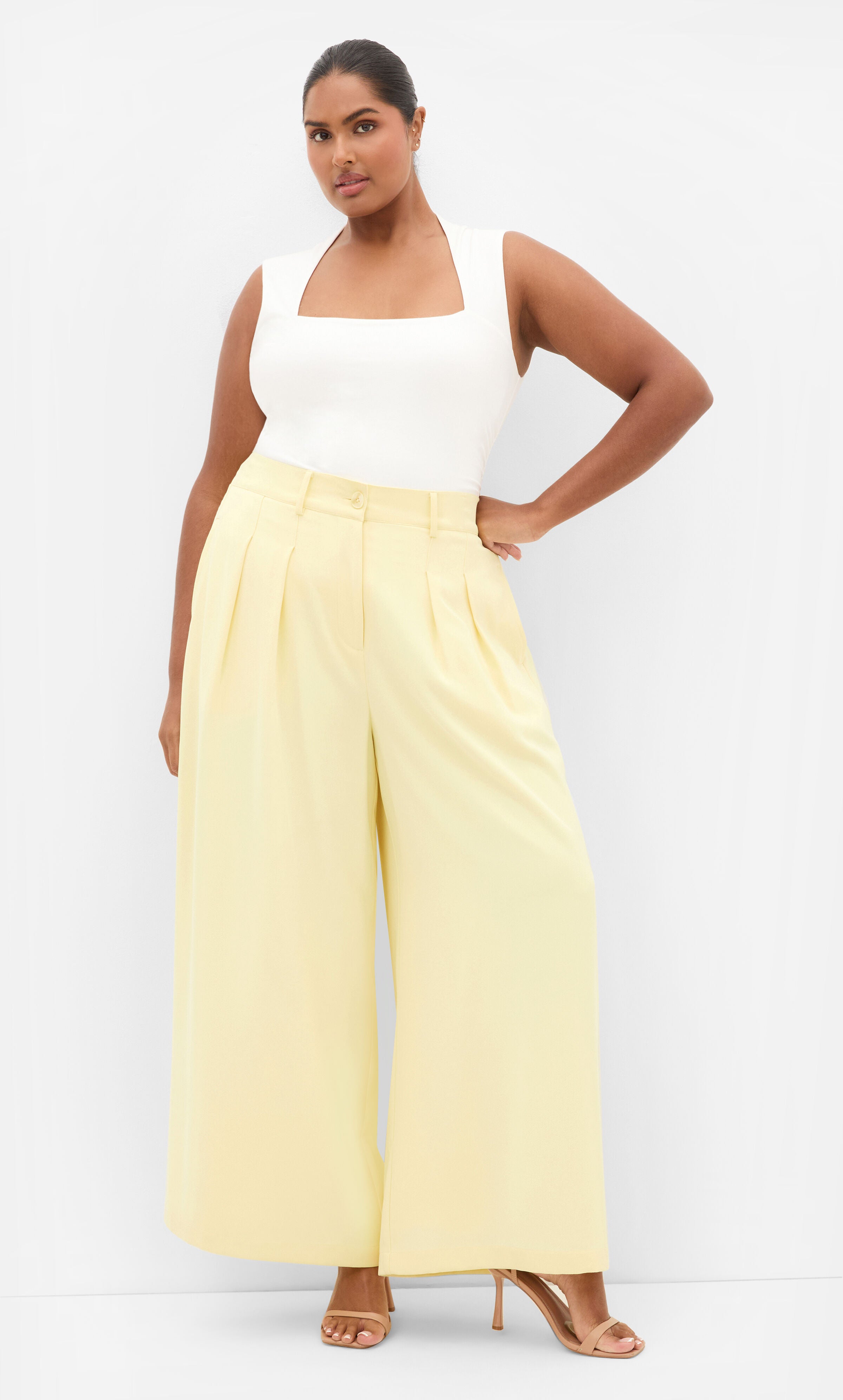 Abbie Fully Lined Wide Leg Pant, YELLOW, on-hover image number 1