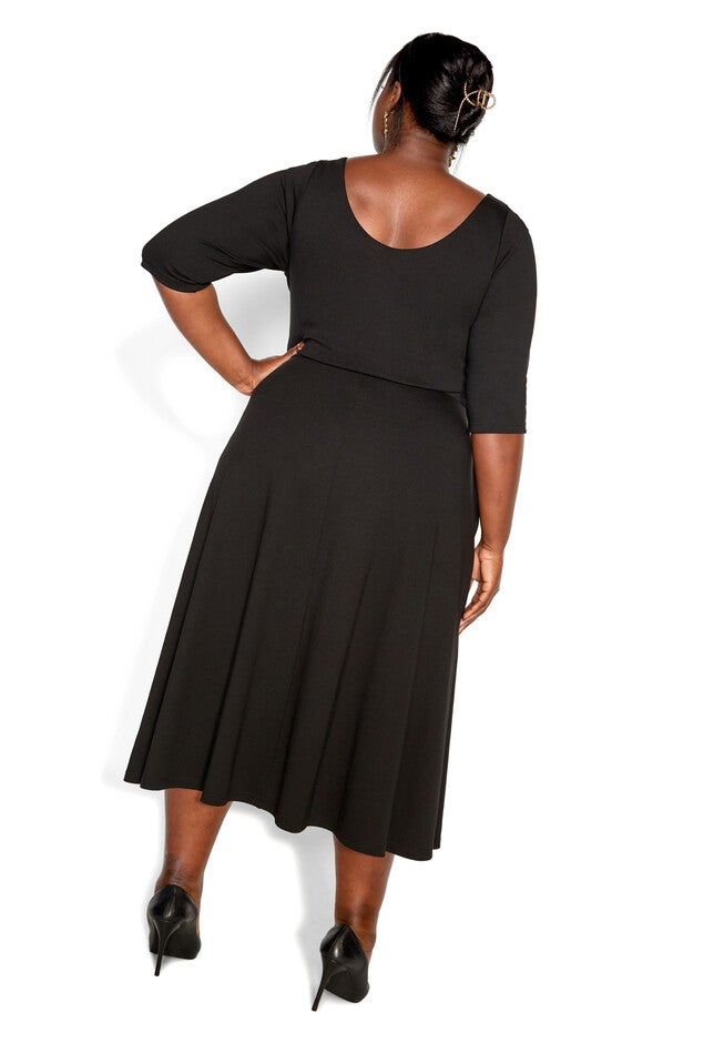 Cute Girl Elbow Sleeve Dress - black, BLACK, on-hover image number 1
