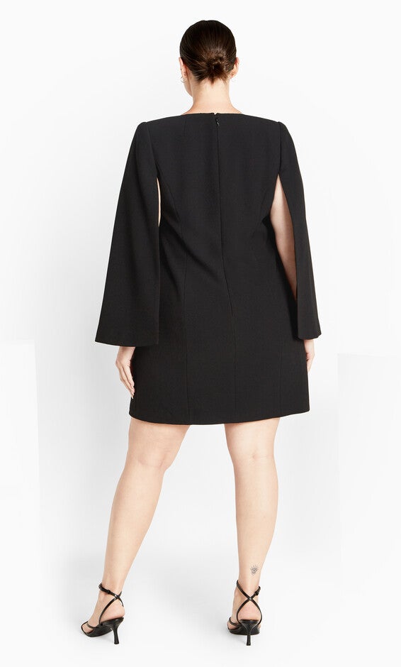 Amaya Cape Sleeve Mini Dress - black, BLACK, alternate image number 3
