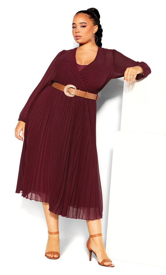 Precious Pleat Dress - oxblood, RED, alternate image number null
