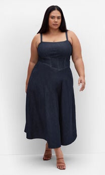 Denim Corset Dress - dark denim