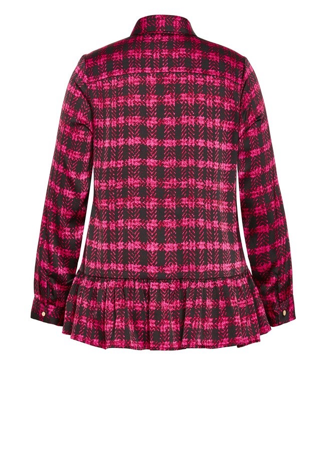 Gracie Full Sleeves Ruffle Shirt, PINK CHECK, alternate image number 4