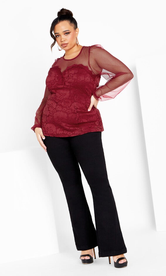 Lace Party Top - ruby, RED, alternate image number 2