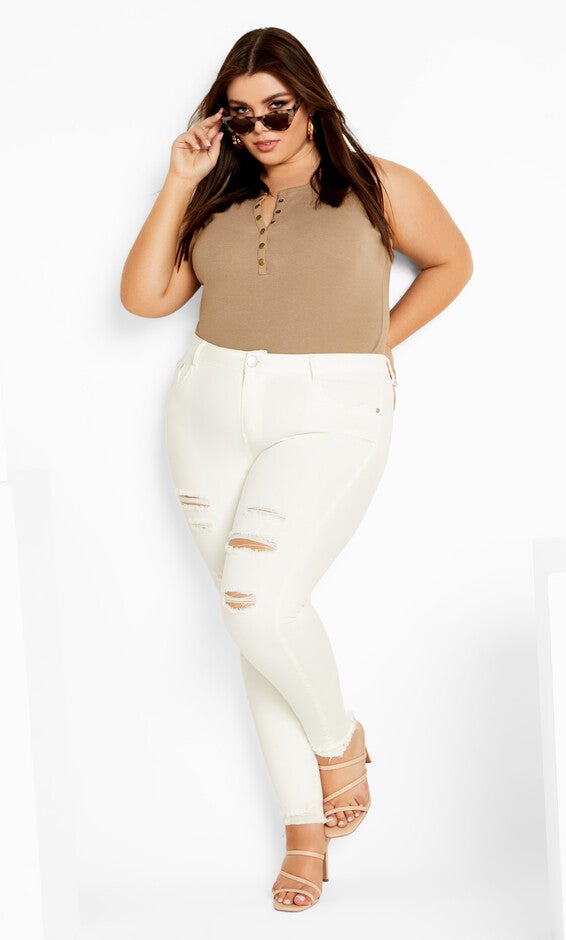 Asha Wild Rose Jean - ivory, WHITE, hi-res image number null
