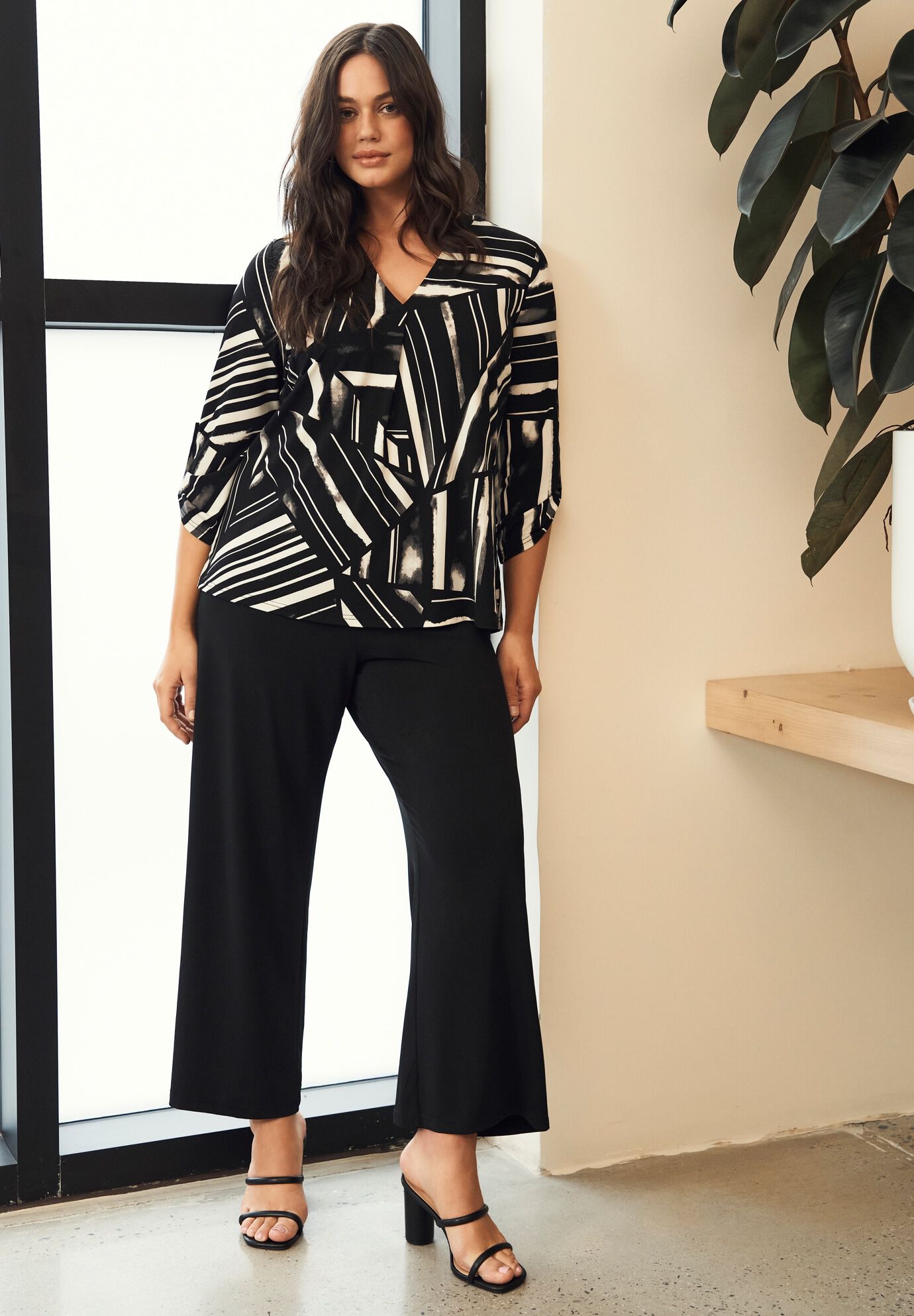 Audrey ITY Top, BLACK WHITE CUTABOUT STRIPE, alternate image number 4