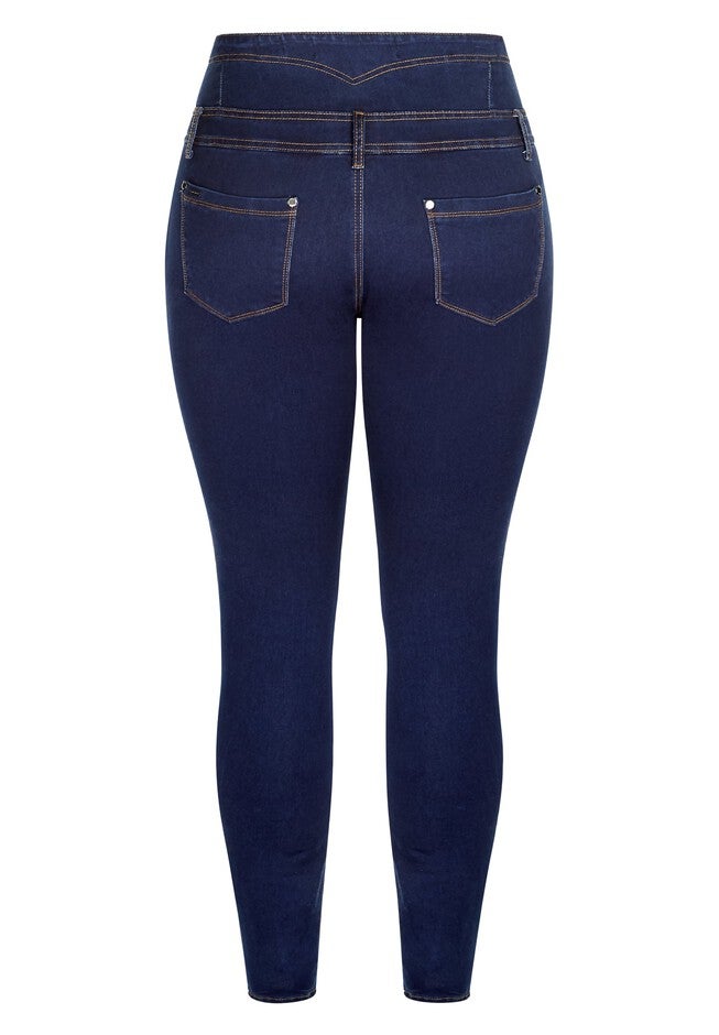 Harley Regular Corset Skinny Jean - dark denim, BLUE, alternate image number 2