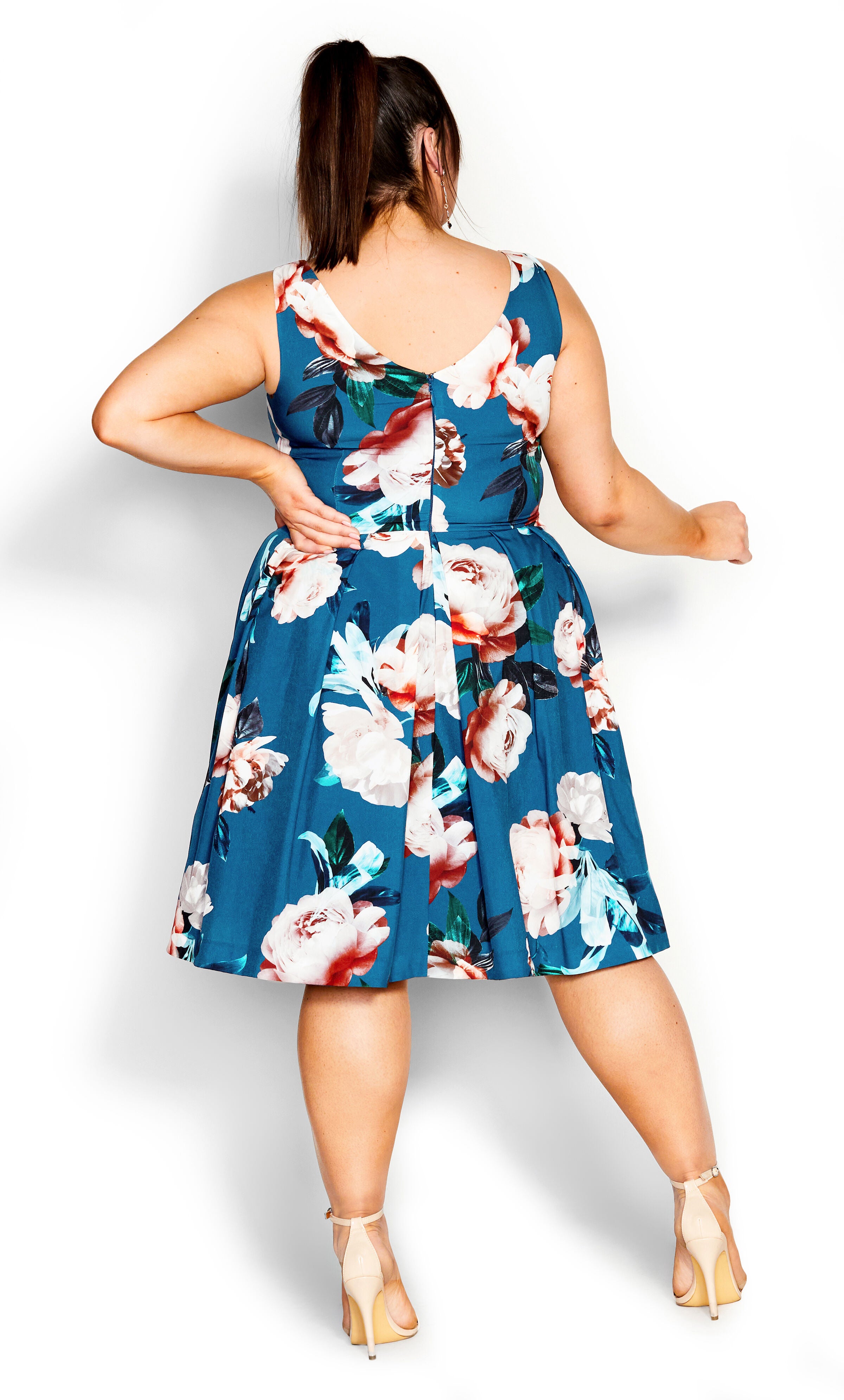 Sandra Dress - teal, TEAL CAMILLA FL, alternate image number 3