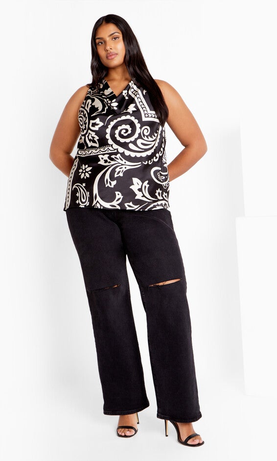 Perri Print Top - black, BLACK, alternate image number 3