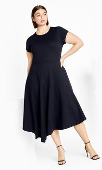 Ponte Flare Dress - navy