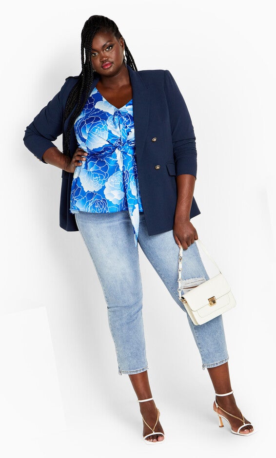 Serena Print Top - soft blue, BLUE, alternate image number null