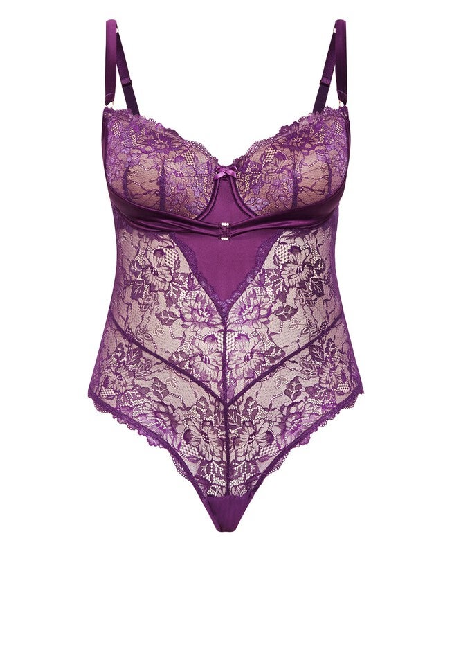 Renay Underwire Lace Bodysuit - imperial purple, PURPLE, alternate image number null