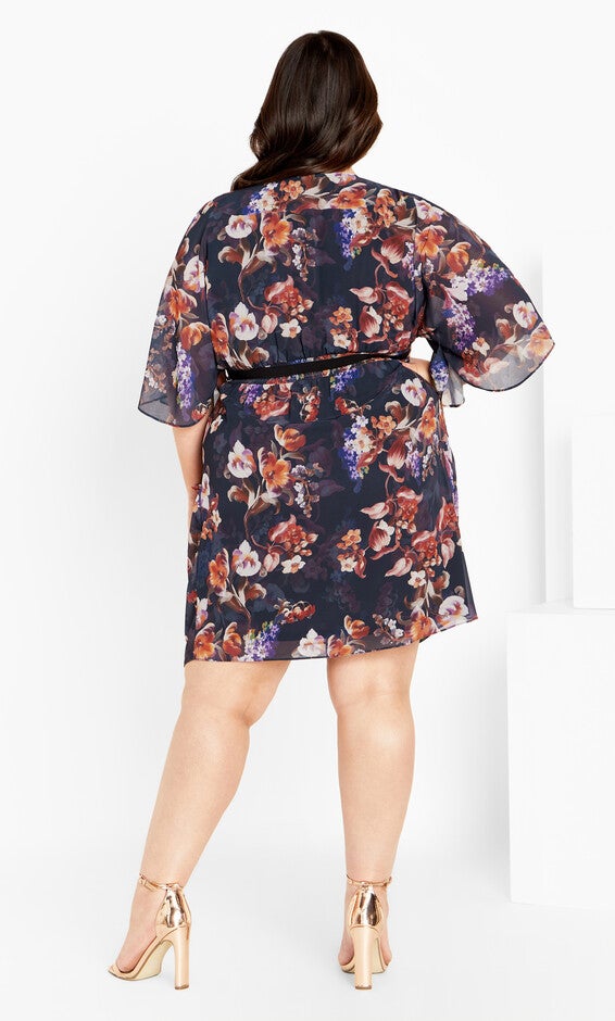 Color Wrap Print Dress - navy, NAVY NIGHT BOUQUET, alternate image number 2