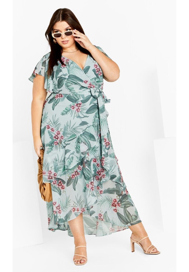 Flirty Tier Print Maxi Dress - seafoam, GREEN, hi-res image number null
