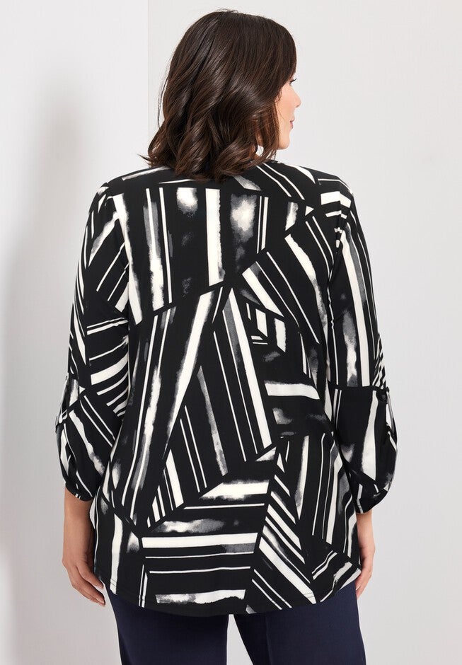 Audrey ITY Top, BLACK WHITE CUTABOUT STRIPE, alternate image number 2