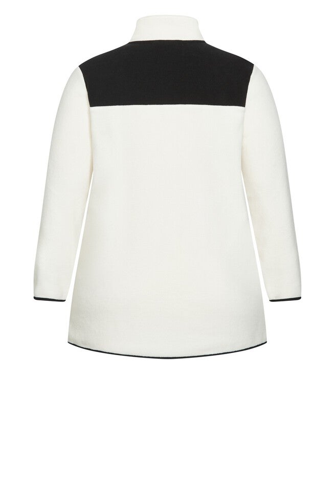 Polar Fleece Color Block Pull Over, IVORY BLACK, alternate image number null