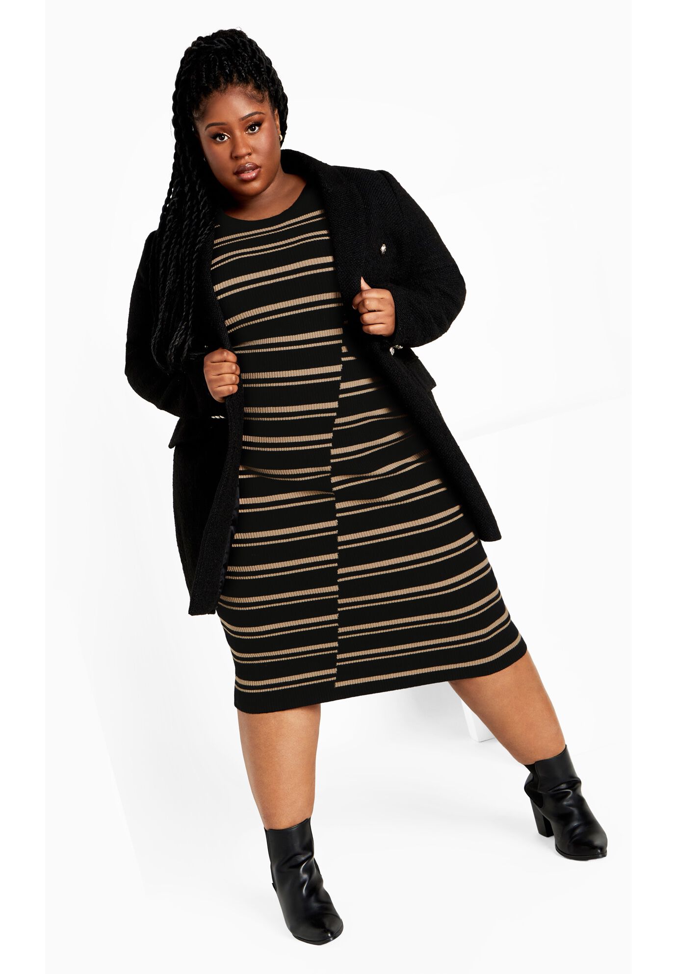 Marly Star Sweater Dress, BLACK BISCUIT, alternate image number 3