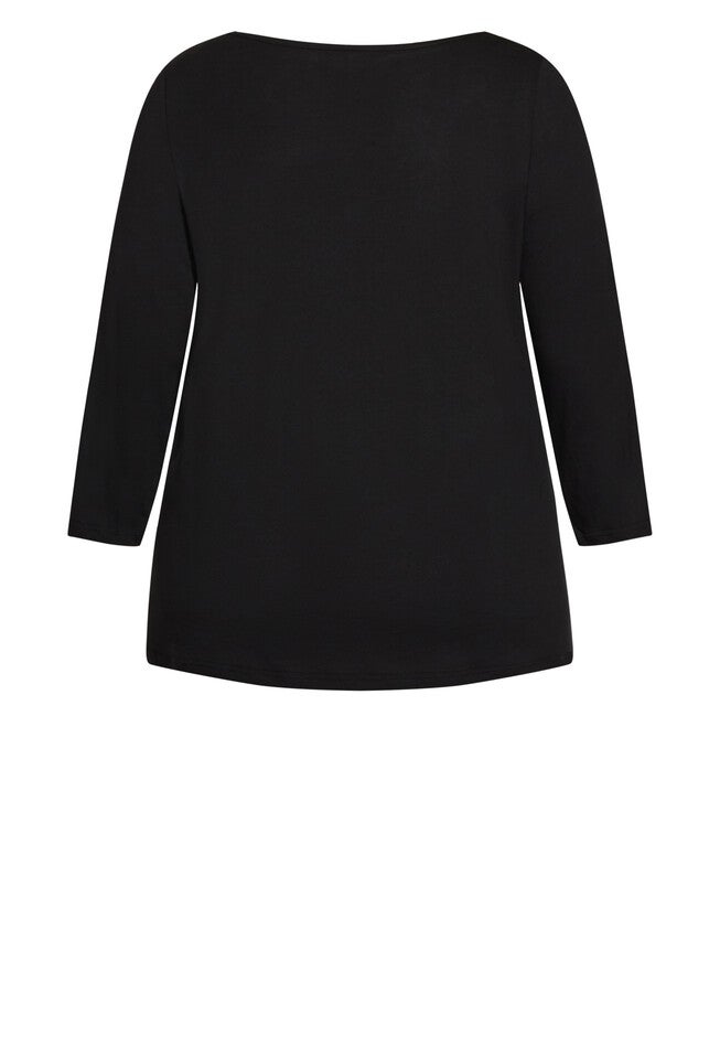 Heart Print Top, BLACK, alternate image number 5