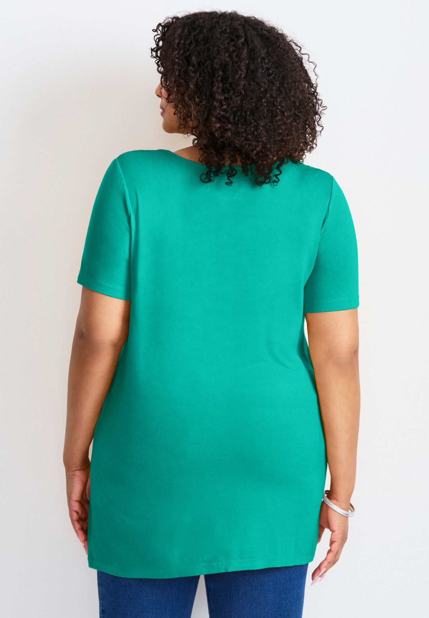 Button Detail Tunic Tee, AQUA SEA, on-hover image number 1