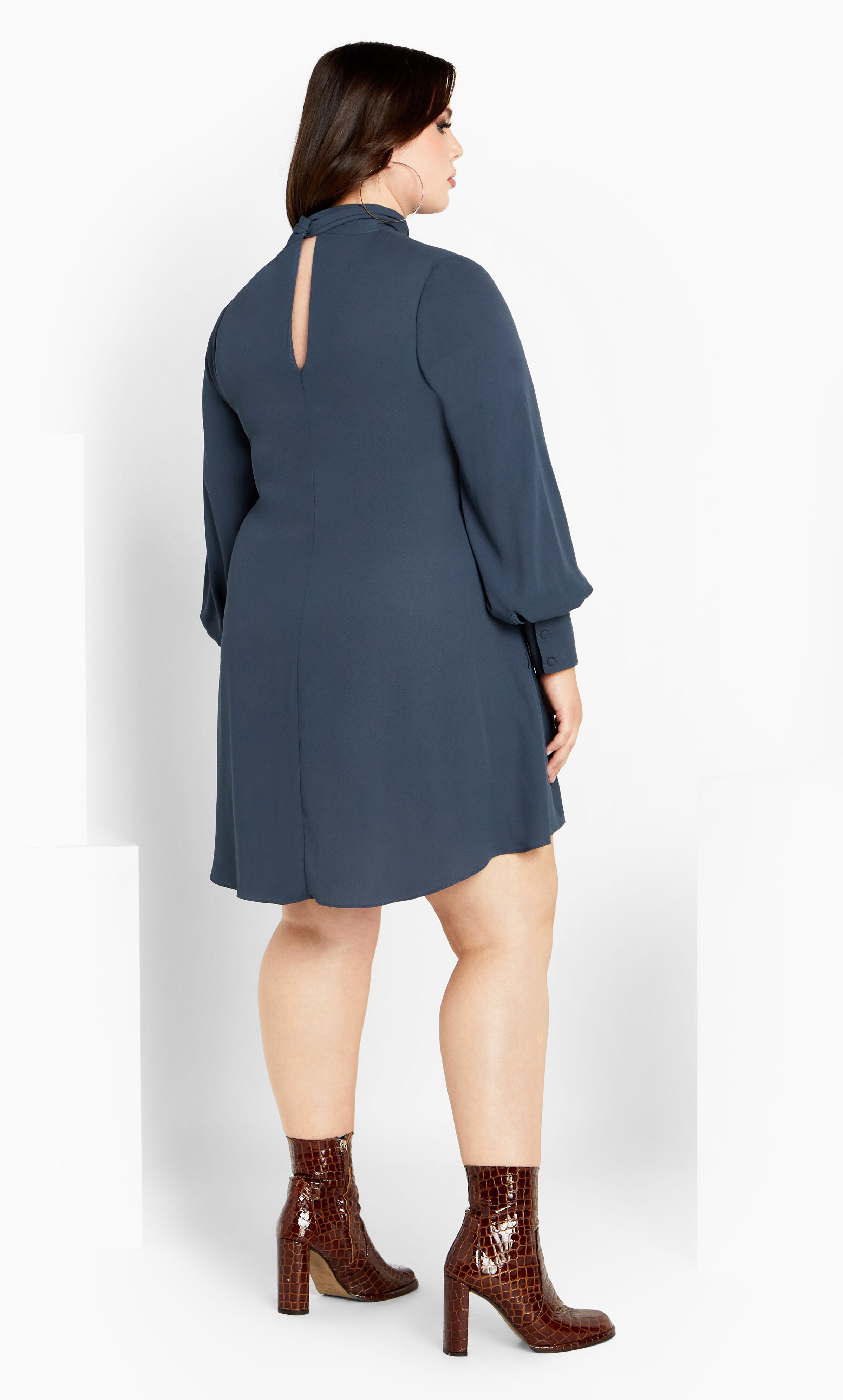 Neck Tie Tunic, BLUE, alternate image number 4