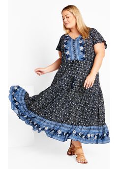 Sandy Border Print Dress