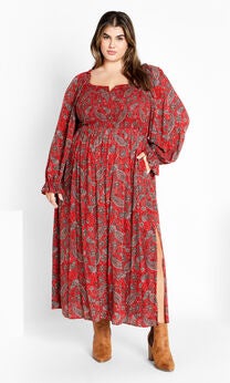 Aurelia Print Dress - scarlet
