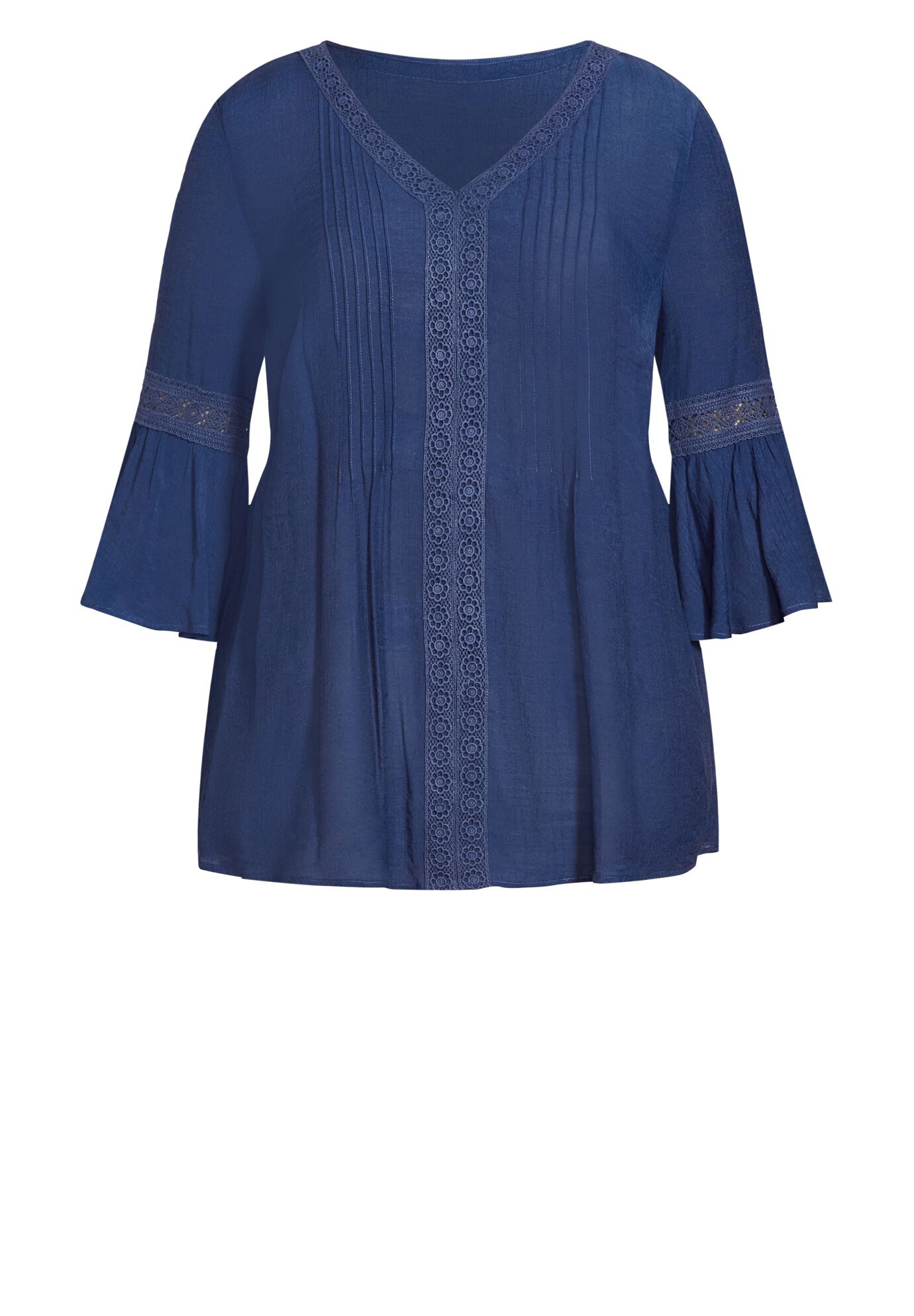 Pleat Lace Tunic, NAVY, alternate image number 2