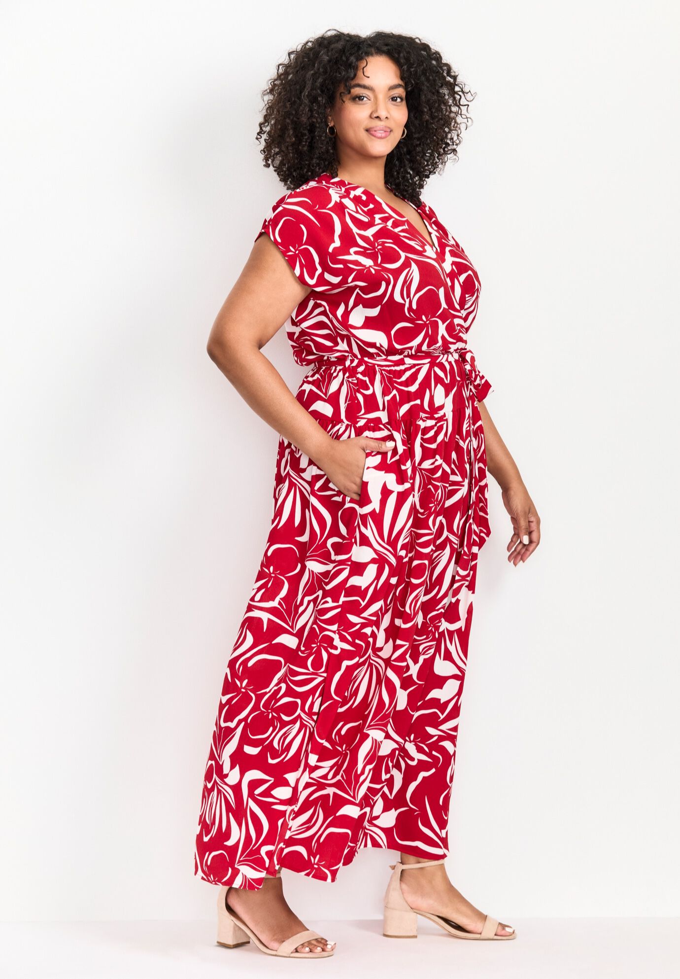 Havana Maxi Dress, RED PAINTED FLORAL, alternate image number 3