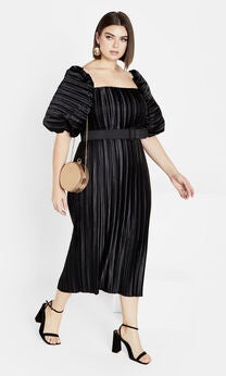 Krista Pleat Dress - black
