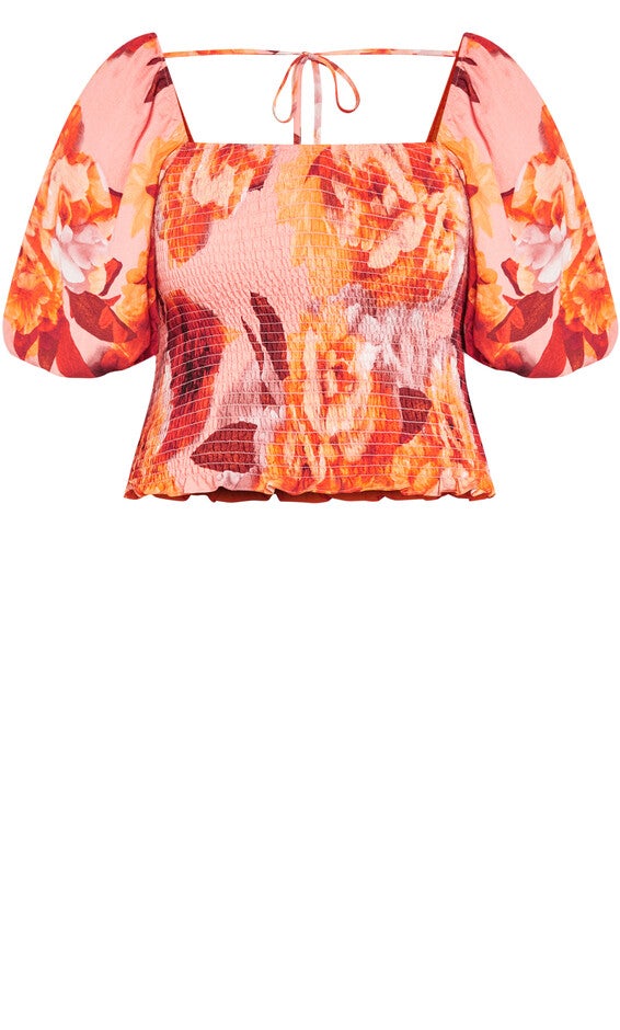 Poppie Print Top - peach, BLACK, alternate image number null