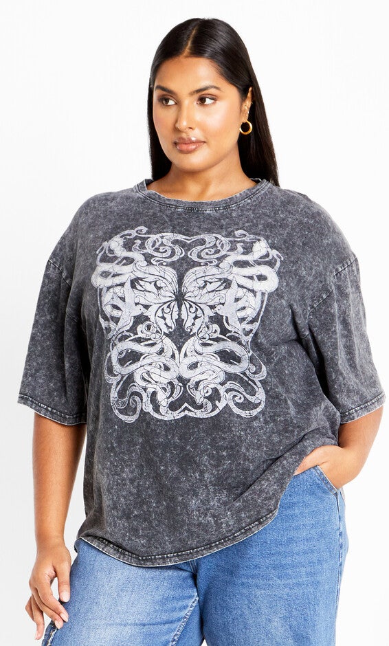 Oversized Wash Tee - grey, BLACK, hi-res image number null