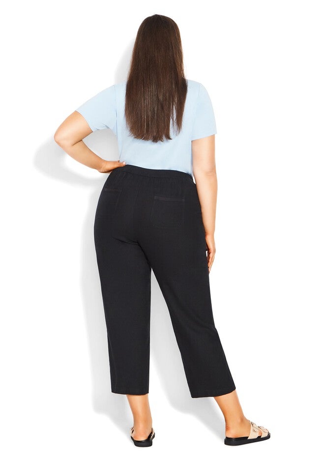 Linen Trouser, BLACK, on-hover image number 1