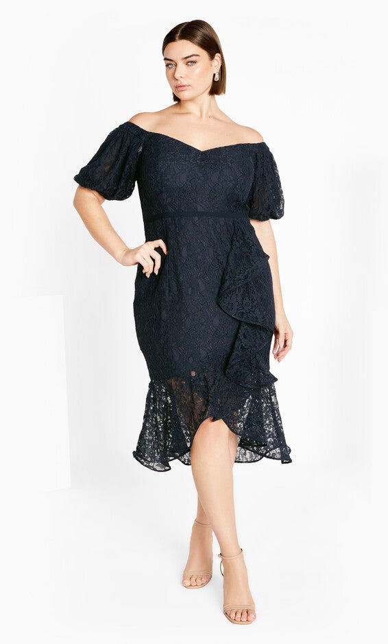 Lace Lily Dress - navy, BLUE, alternate image number null