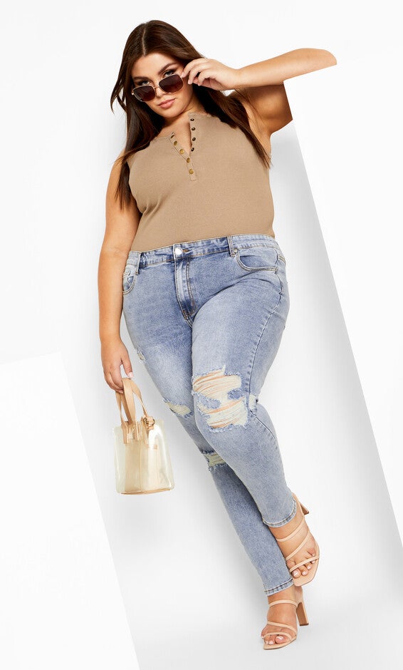 Asha Jojo Distressed Detail Crop Jean - mid denim, MID, hi-res image number 0