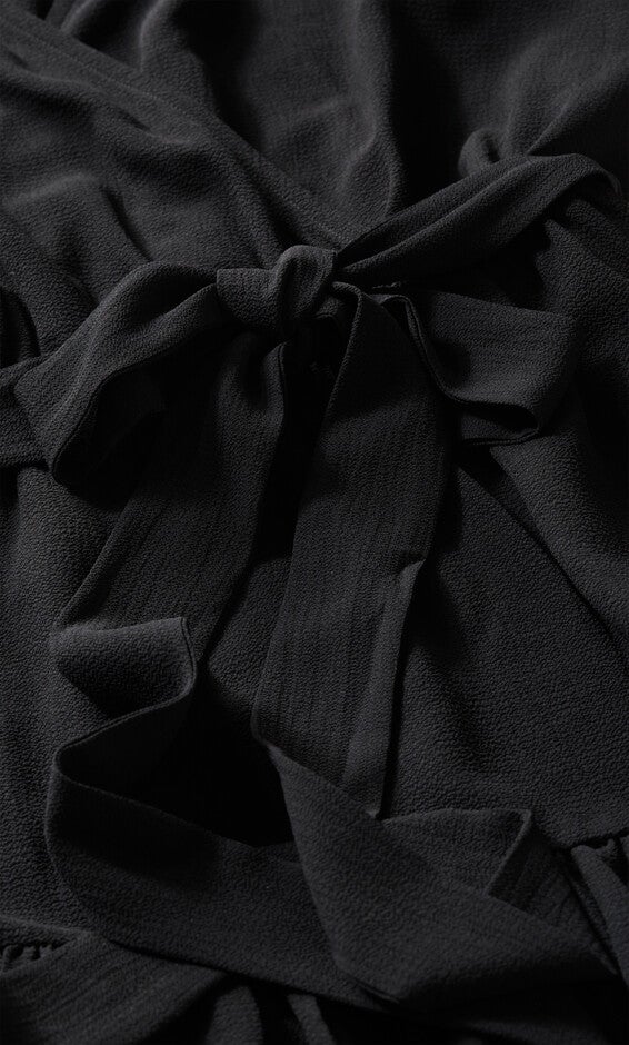Catherine Faux Wrap Tier Dress - black, BLACK, alternate image number null