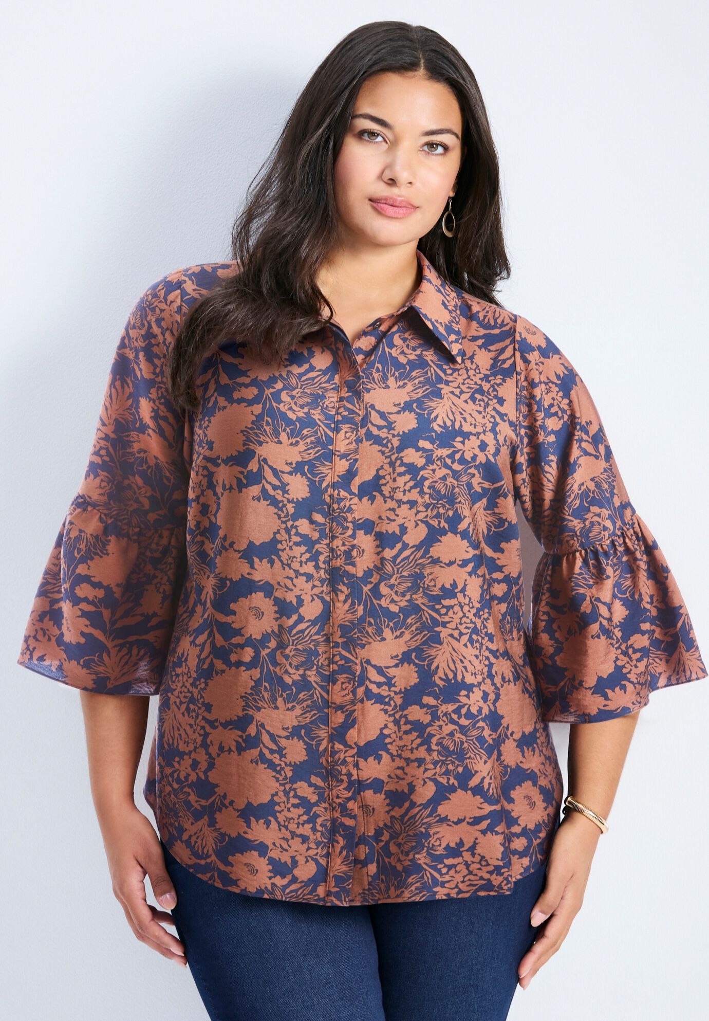 Sonia Bell Sleeve Shirt, WHIMSY FLORAL, hi-res image number 0