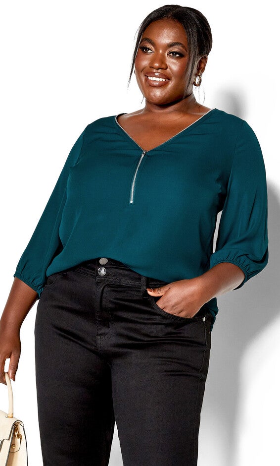 Sexy Fling Elbow Sleeve Top - jade, GREEN, hi-res image number 0